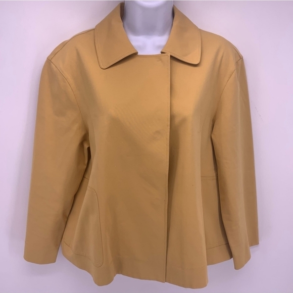 Lafayette 148 New YORK Butter Gold Yellow Crop Rain Jacket Lg - Picture 1 of 8